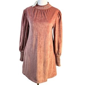 Loveriche Mauve Velvety Ribbed Mini Dress Size Small